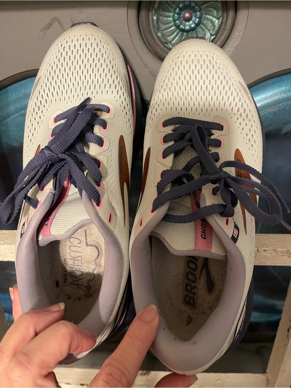 Brooks Women's Running Sneakers - Light Gray, Navy & Rose - Picture 7 of 9